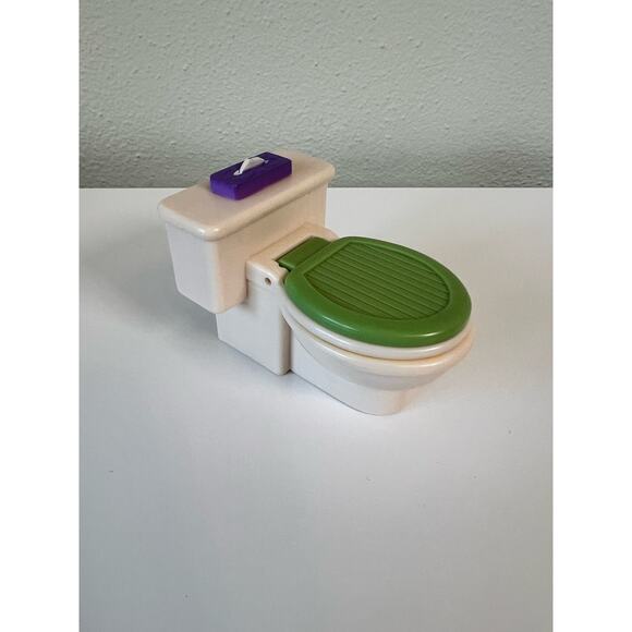 Fisher-Price Loving Family Dollhouse Bathroom Toilet Green Lid Opens - Picture 1 of 6
